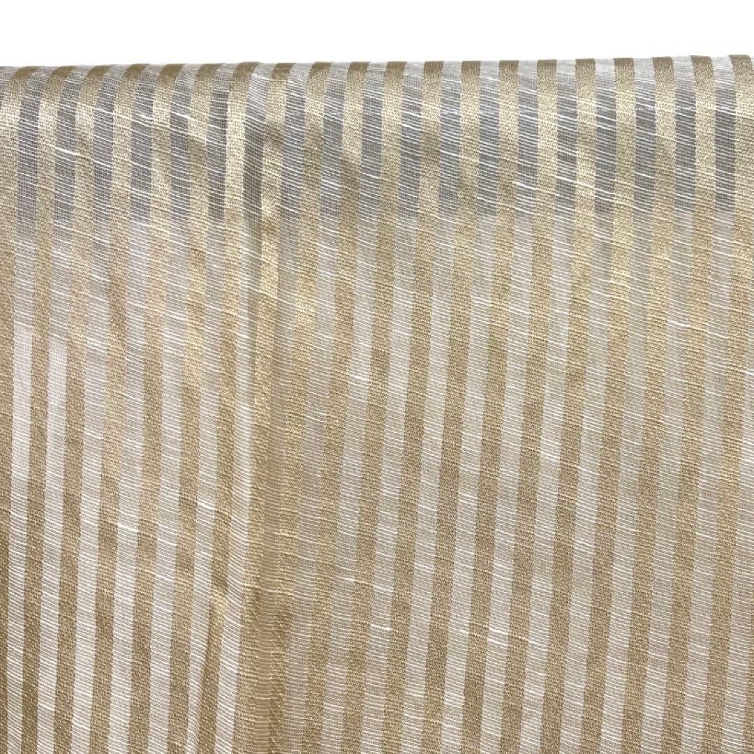 未着用　長襦袢　夏用　綿麻　縦縞　ベージュ　着物　042a d