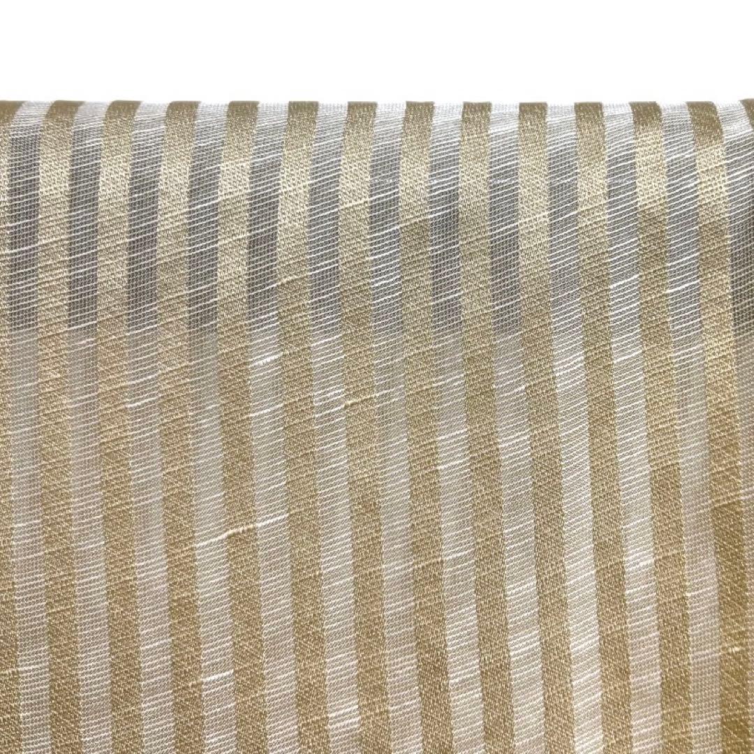 未着用　長襦袢　夏用　綿麻　縦縞　ベージュ　着物　042a d