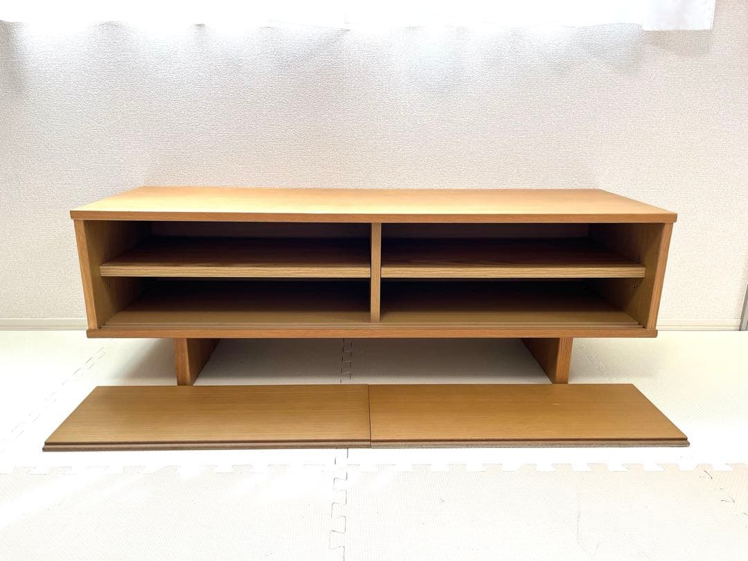 無印良品　オーク材　AVラック　薄型　引戸 110cm
