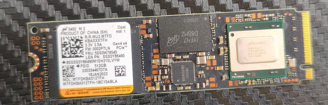 内蔵型SSD 5 Micron MTFDKBAS12TFH 512GB NVMe SSD