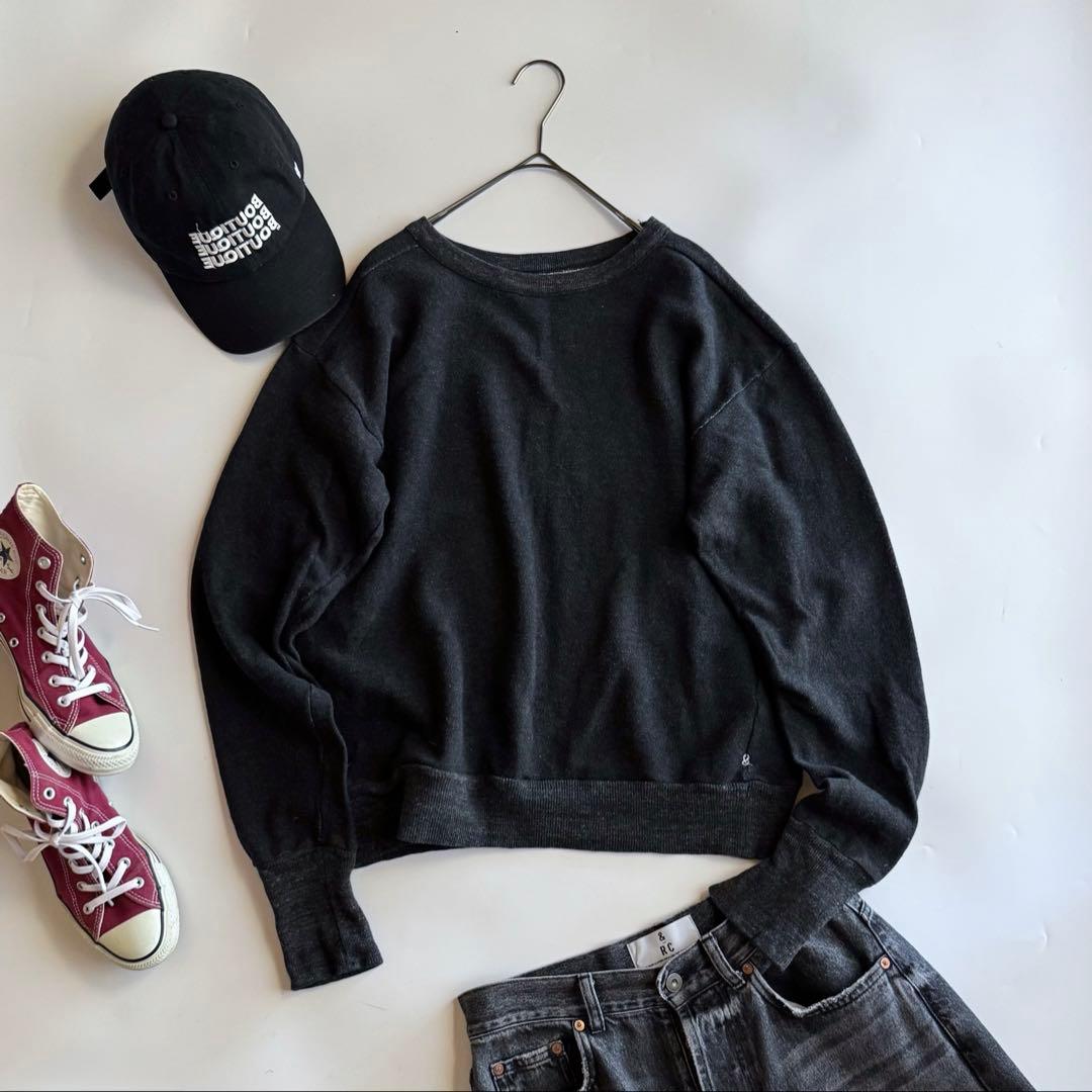 45rpm 45R クルーネックスウェット チャコールグレー　墨黒 3