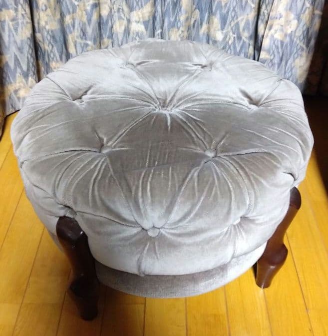 maruni　マルニ木工　ベルサイユシリーズ　オットマン 丸椅子　ベロア　グレー