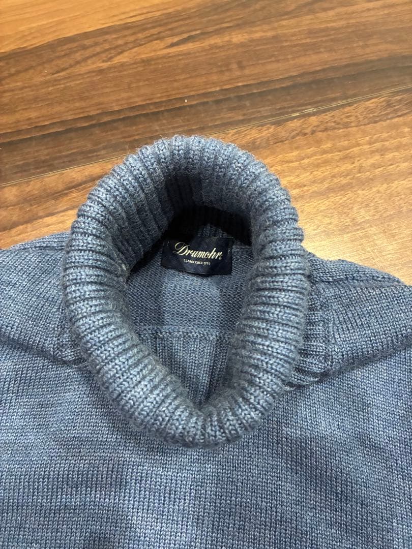 Drumohr ドルモア 8ゲージ タートルネック 46 グレイッシュブルー