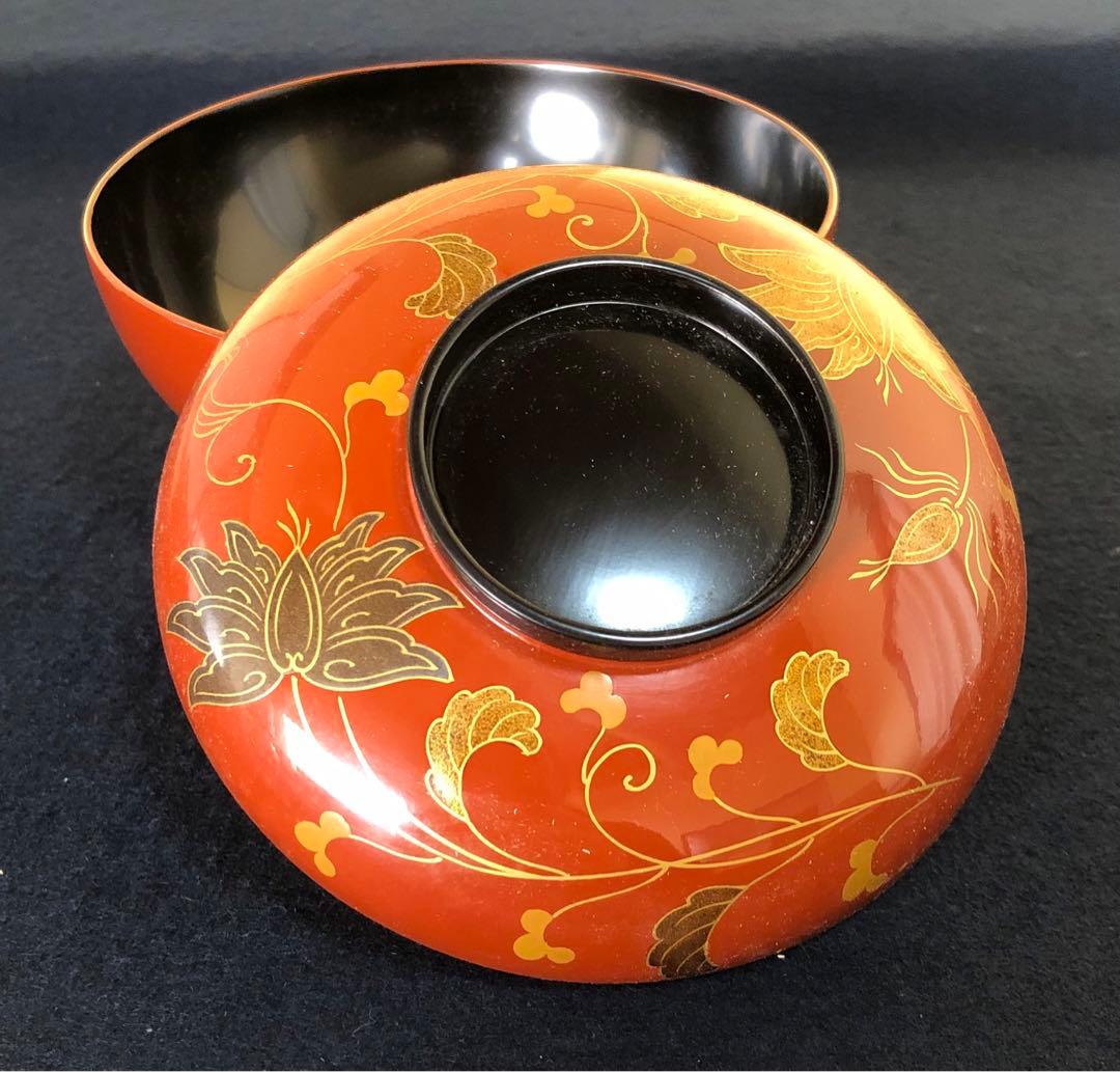 《R》輪島塗 古代朱塗 法想華蒔絵 煮物椀5客 木製漆器 木箱 251218か1