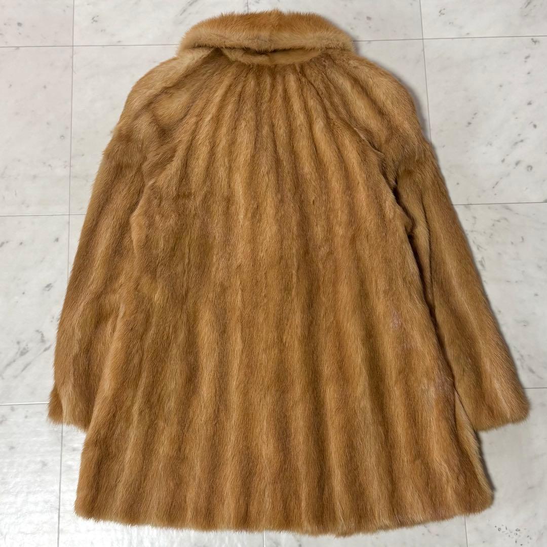 EMBA 毛皮コート ミンクファー ストライプ キャメル
