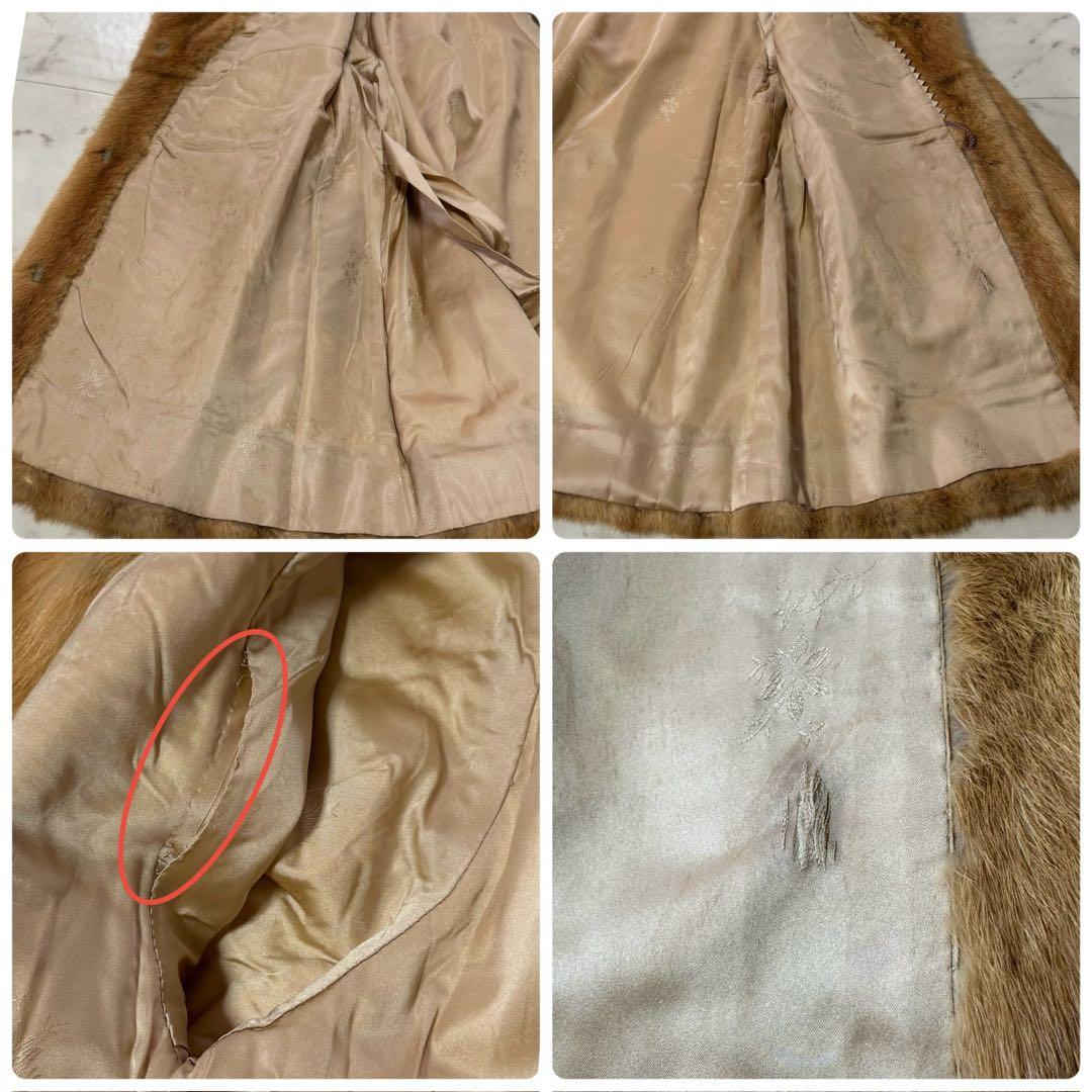 EMBA 毛皮コート ミンクファー ストライプ キャメル