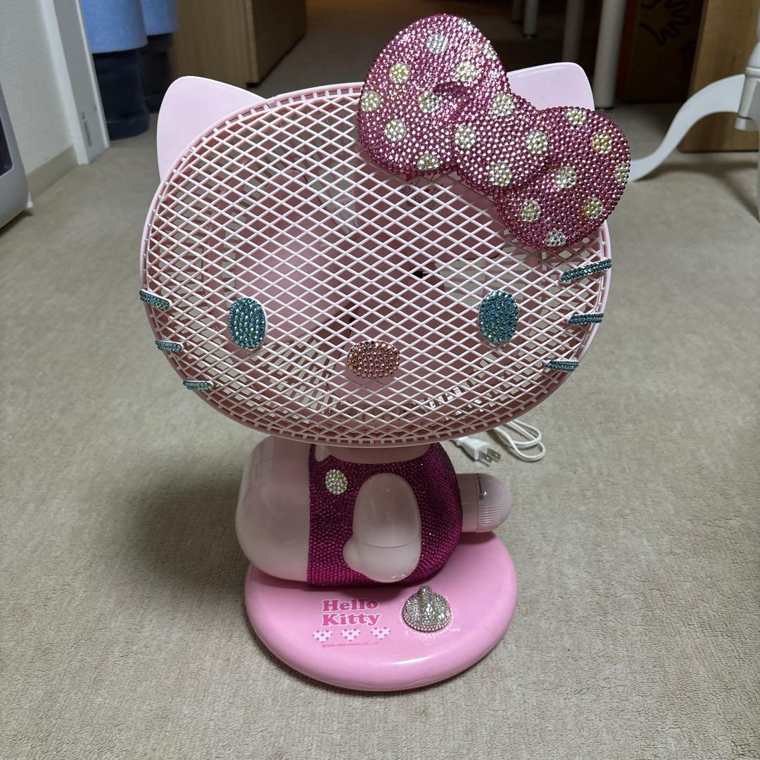 美品／ハローキティ 卓上扇風機 スワロ付き
