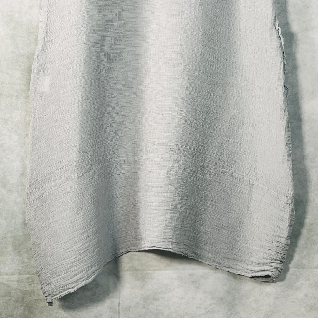 【美品★イッセイミヤケ】 変形プリーツチュニック グレー系 フリーサイズ me