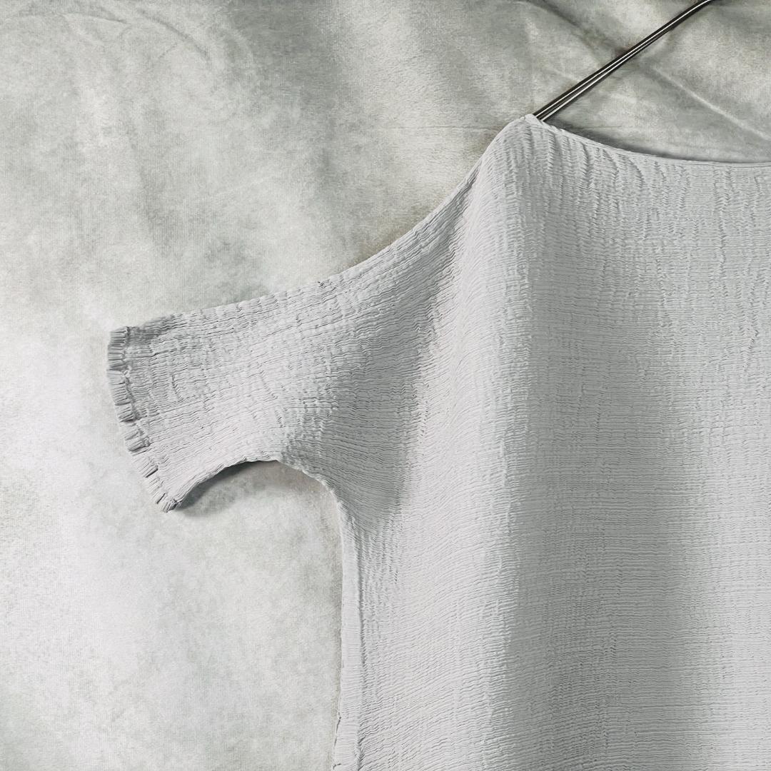 【美品★イッセイミヤケ】 変形プリーツチュニック グレー系 フリーサイズ me