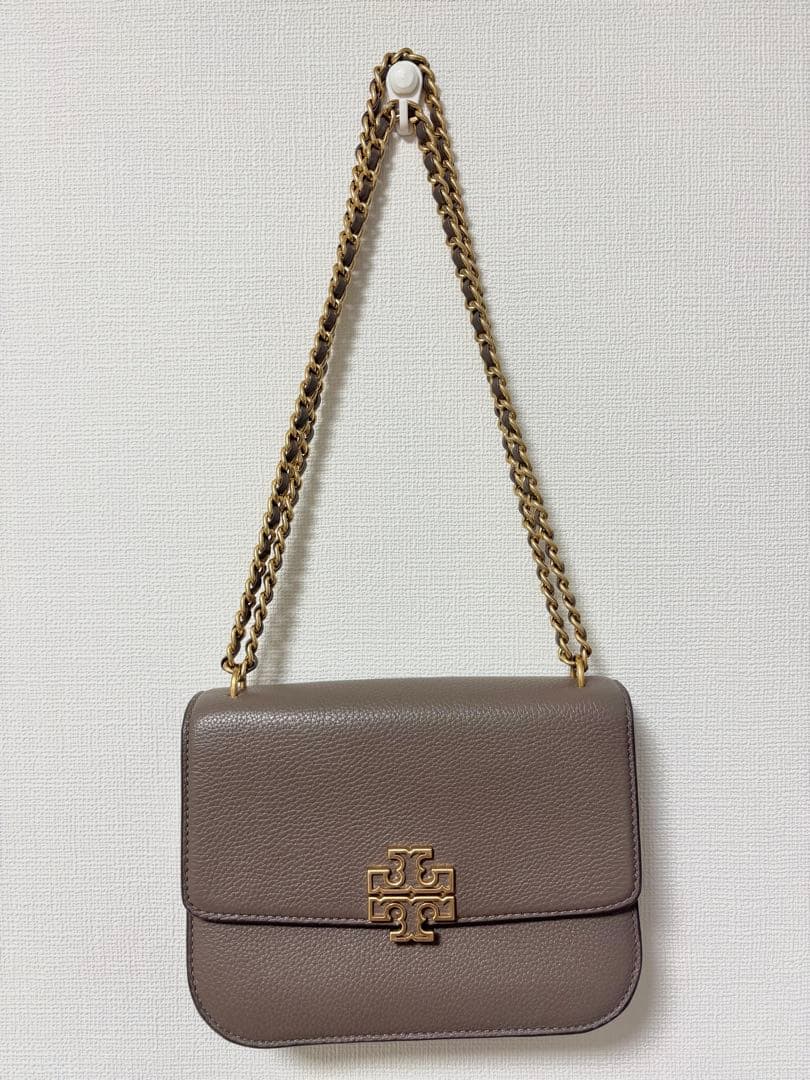 Tory Burch グレー レザー ショルダーバッグ