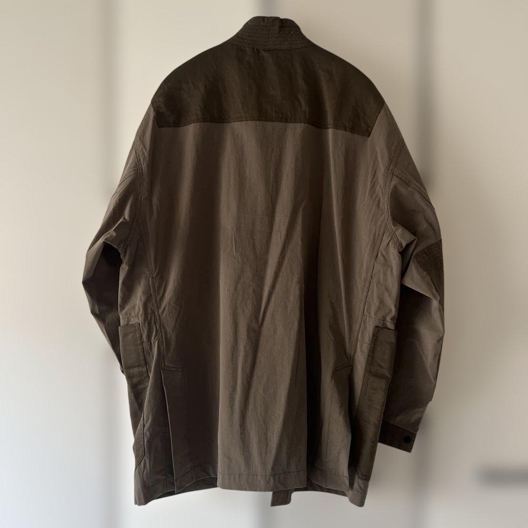 norbit ノーカラー羽織ジャケット ブラウンカーキ