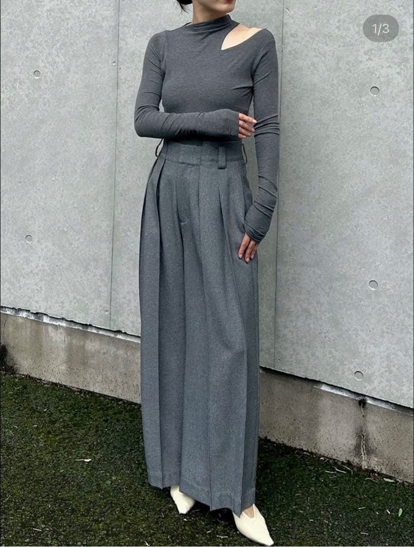 Cygne ハイウエストタックワイドパンツ Lara