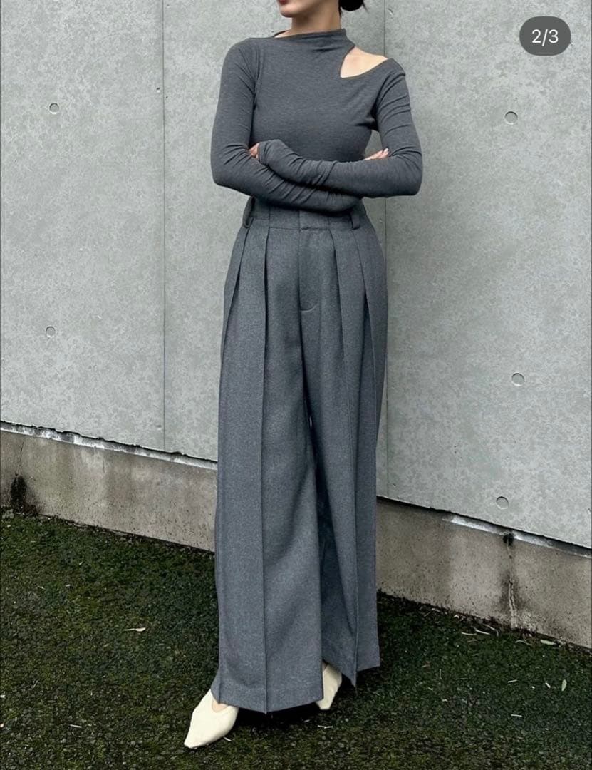 Cygne ハイウエストタックワイドパンツ Lara