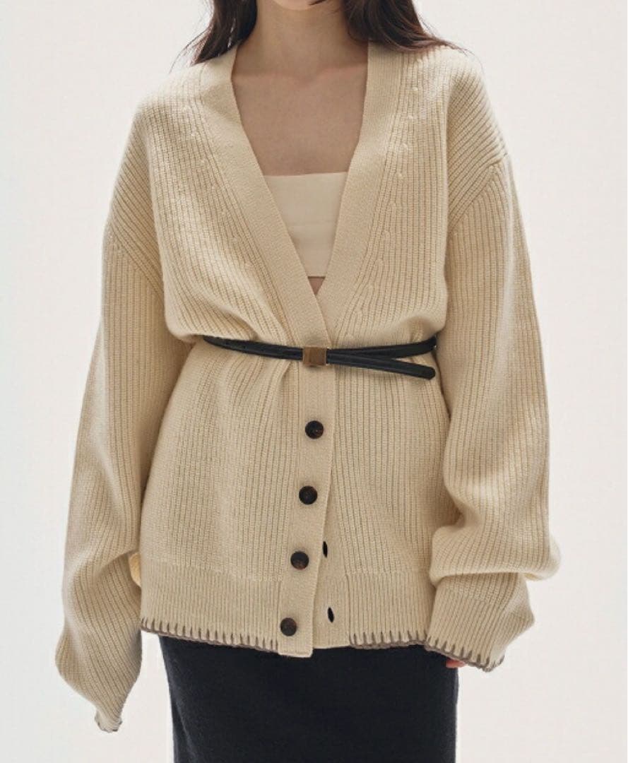 【TODAYFUL】Wool Ribknit Cardigan エクリュ