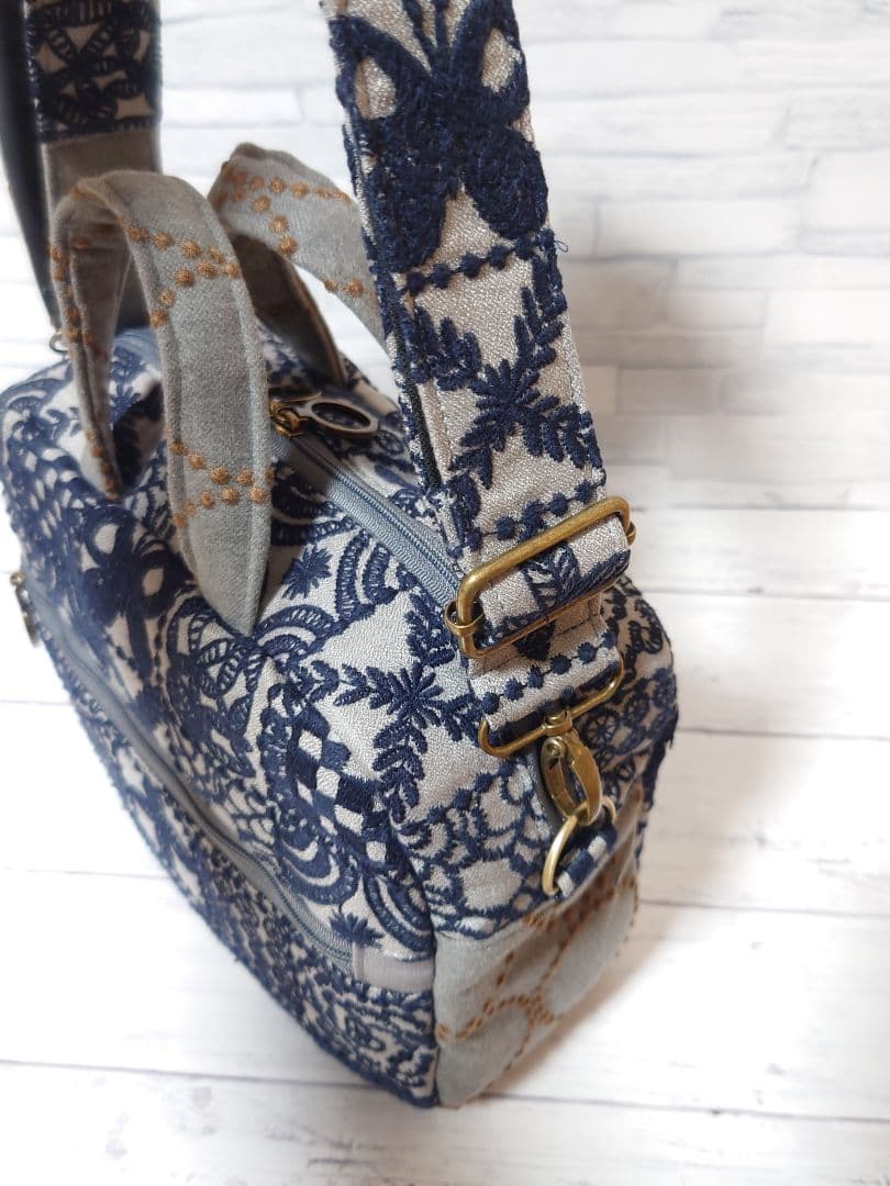 forest tile gray　ミナペルホネン　ボストンバッグ