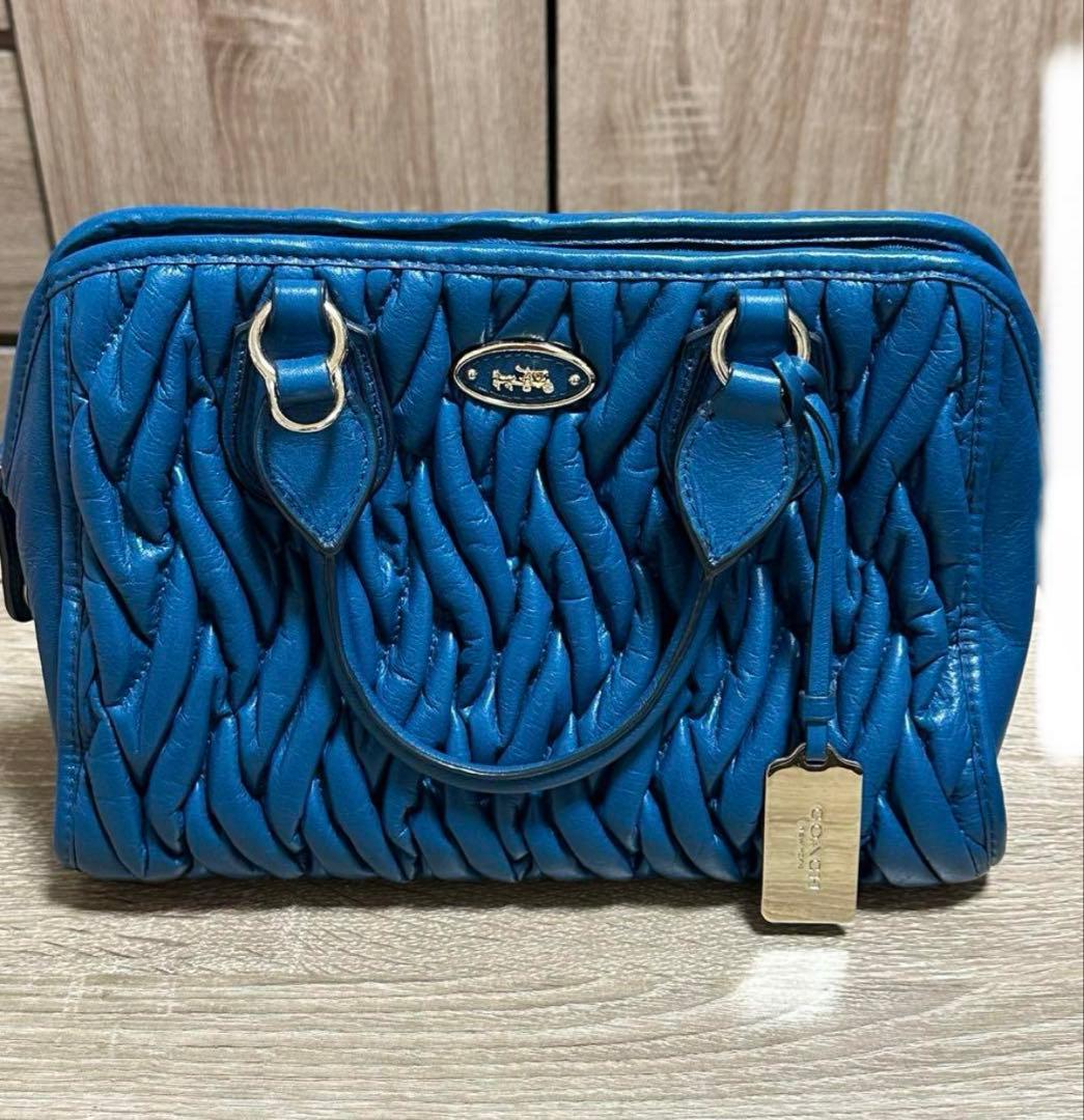 新品 【COACH ブルー グリーン エメラルド バッグ】