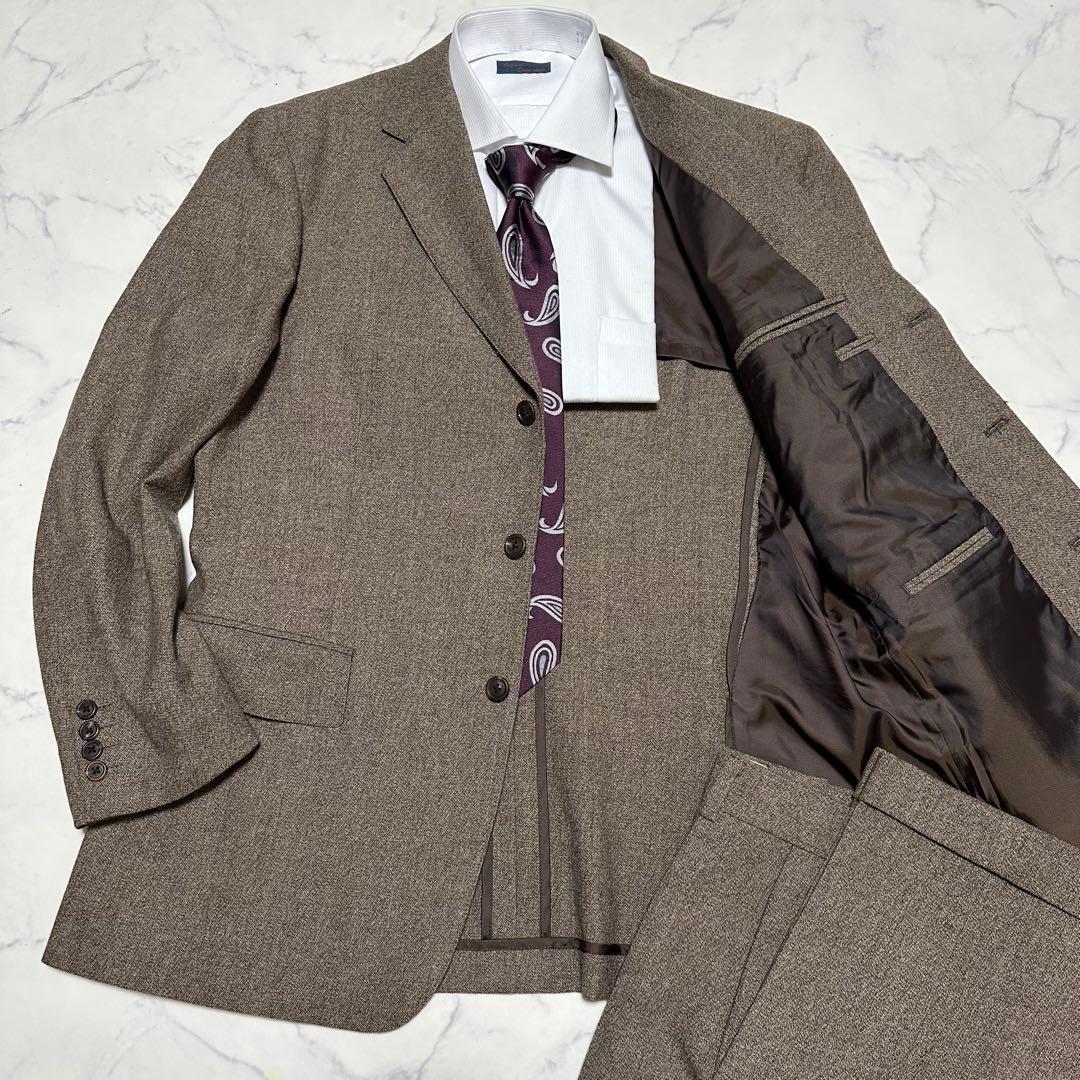 未使用級美品　希少　ジェイプレス　ツイード系セットアップスーツ　ブラウン　AB7