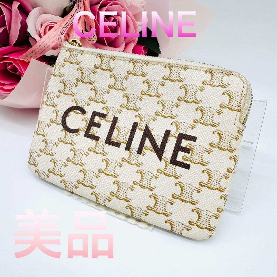 CELINE  トリオンフキャンバス キーリング付小銭入れ PVC 115