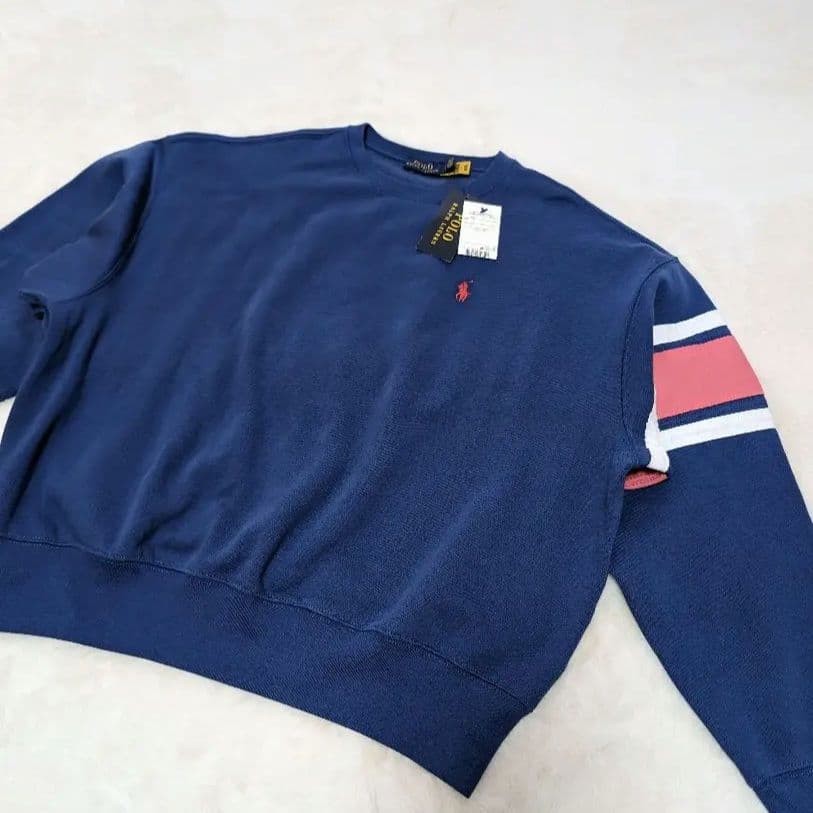 【未使用】ラルフローレン　ロゴ　刺繍　スエット　トレーナー　青　ビッグロゴ
