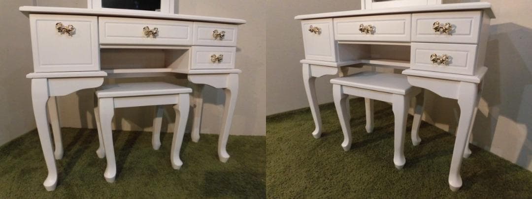 送料無料★ロココ調姫系アンティーク風猫足リボンドレッサーセット【フェミニン】