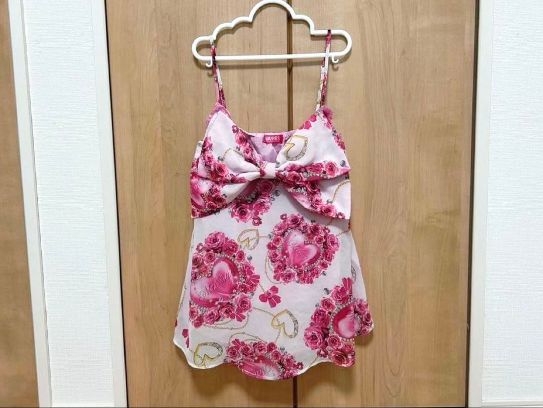 MARS♡マリーアントワネット柄♡ハートローズバラ柄♡胸元リボン♡キャミトップス