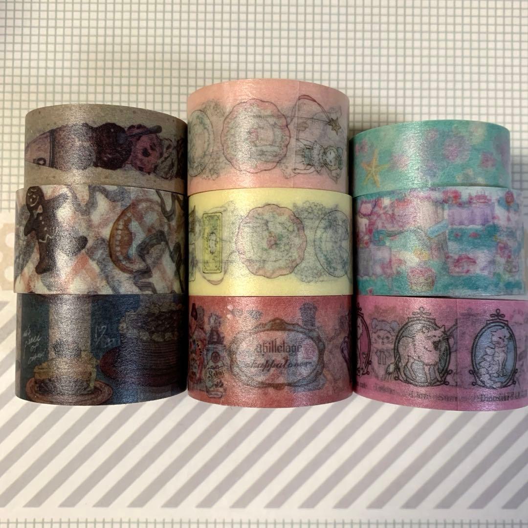 作家系もの9本マスキングテープ　セット　オカッパラバー様今井キラ様など