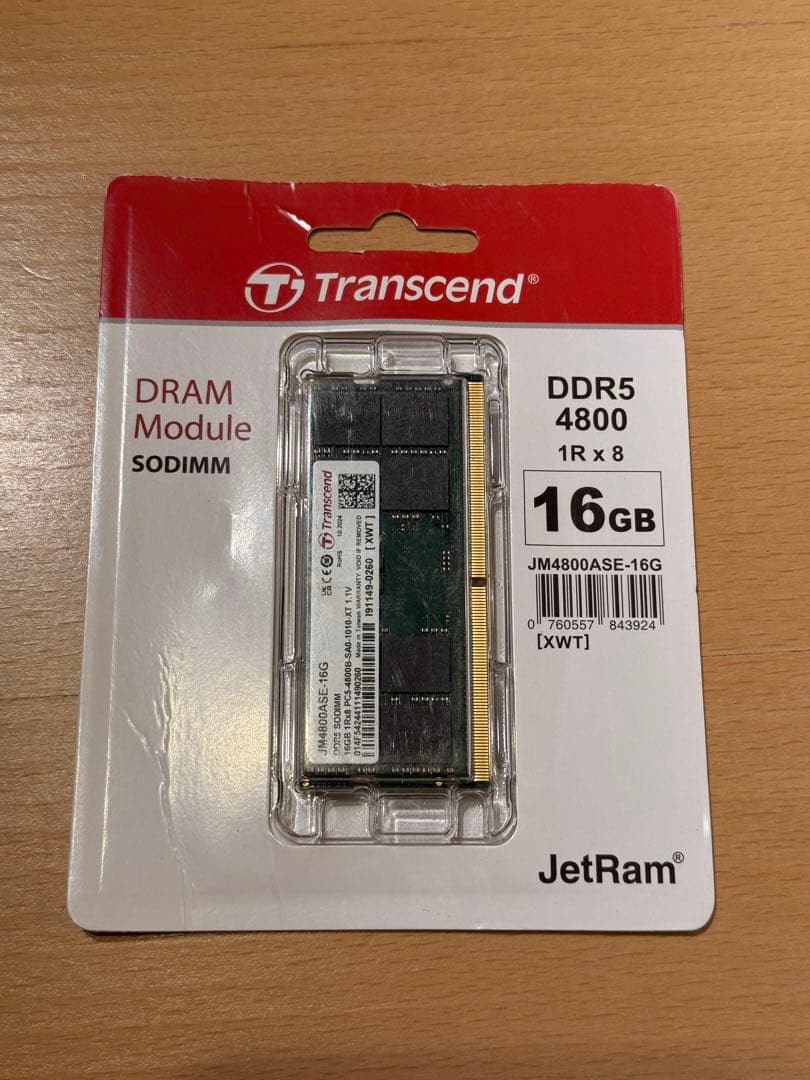 Transcend DDR5 4800 16GB SODIMM 新品未使用