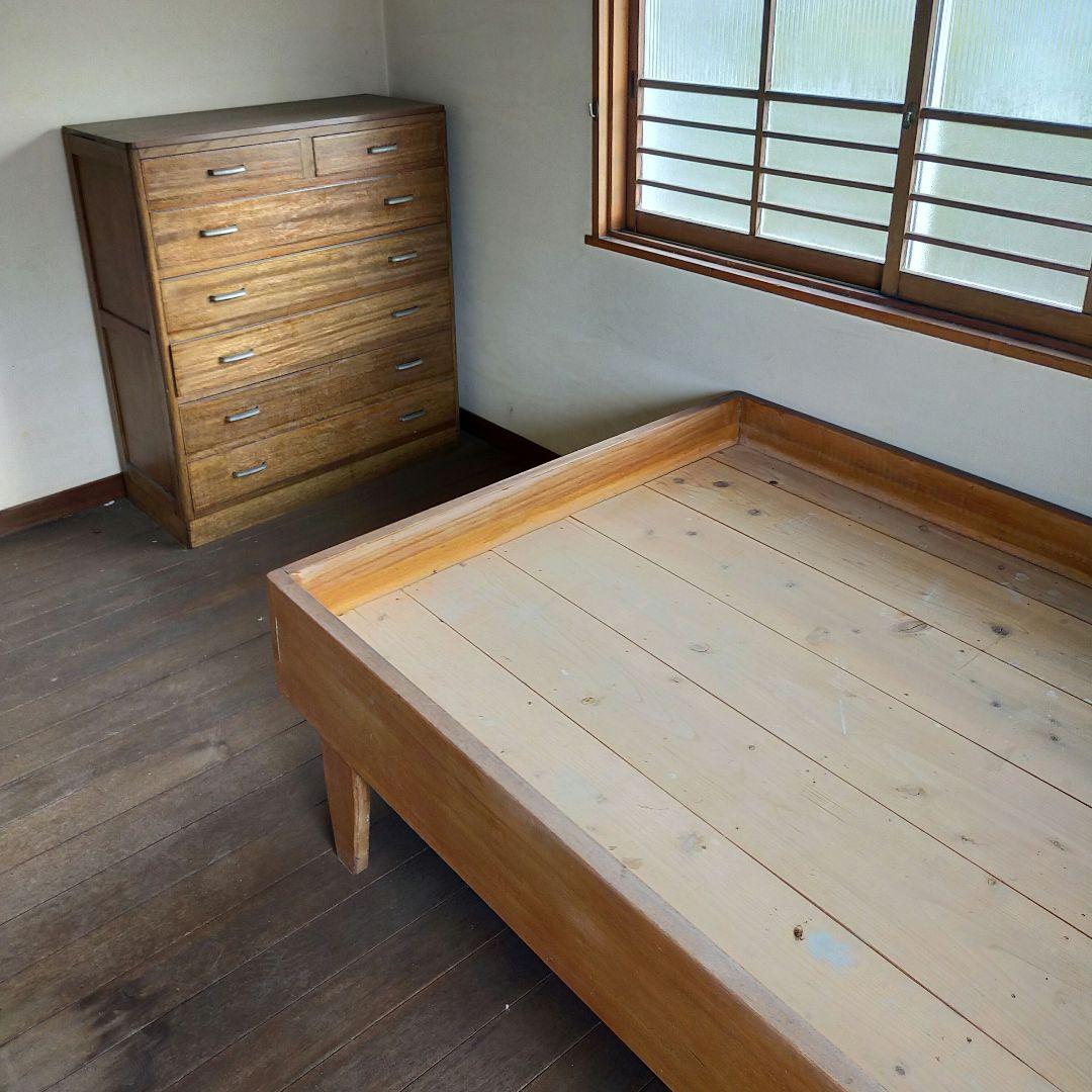 ◎超希少◎アンティーク・レトロ シンプルナチュラル木製 セミダブルベッドフレーム