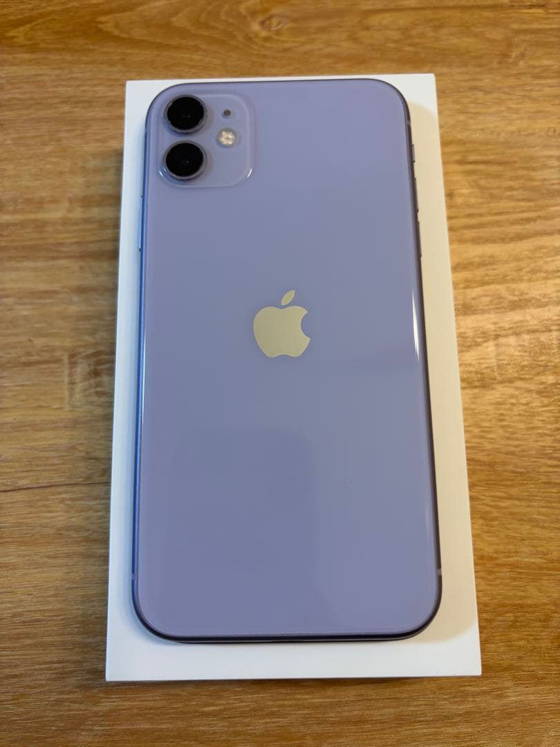 iPhone11 パープル　128G バッテリー77% sim解除済