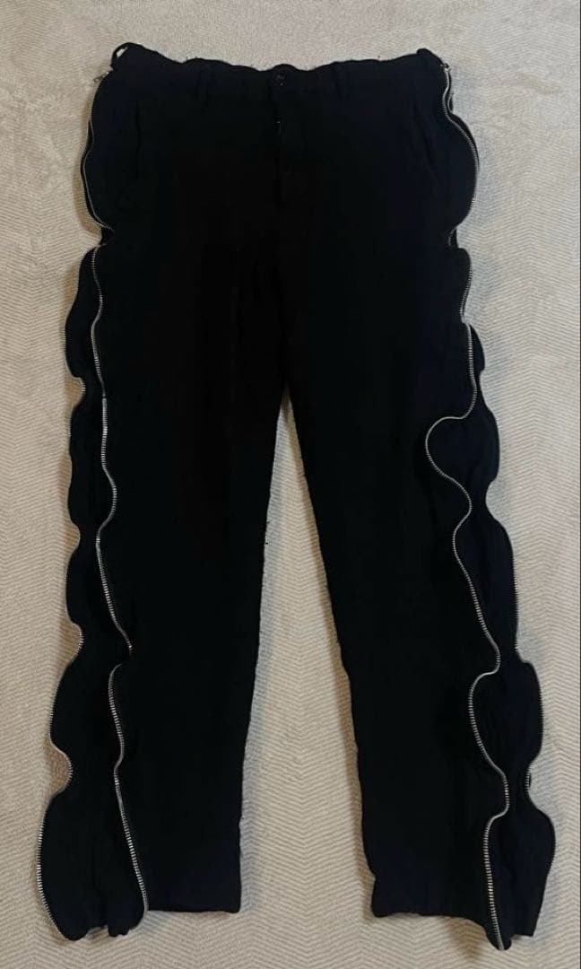 black comme des garcons 縮絨 ウールパンツ 変形 ジップ