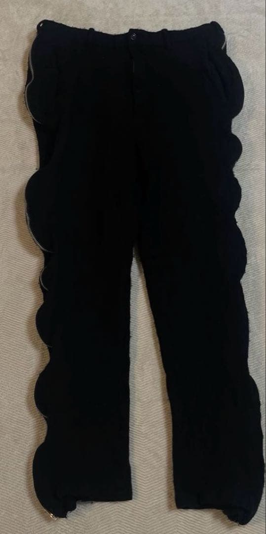 black comme des garcons 縮絨 ウールパンツ 変形 ジップ
