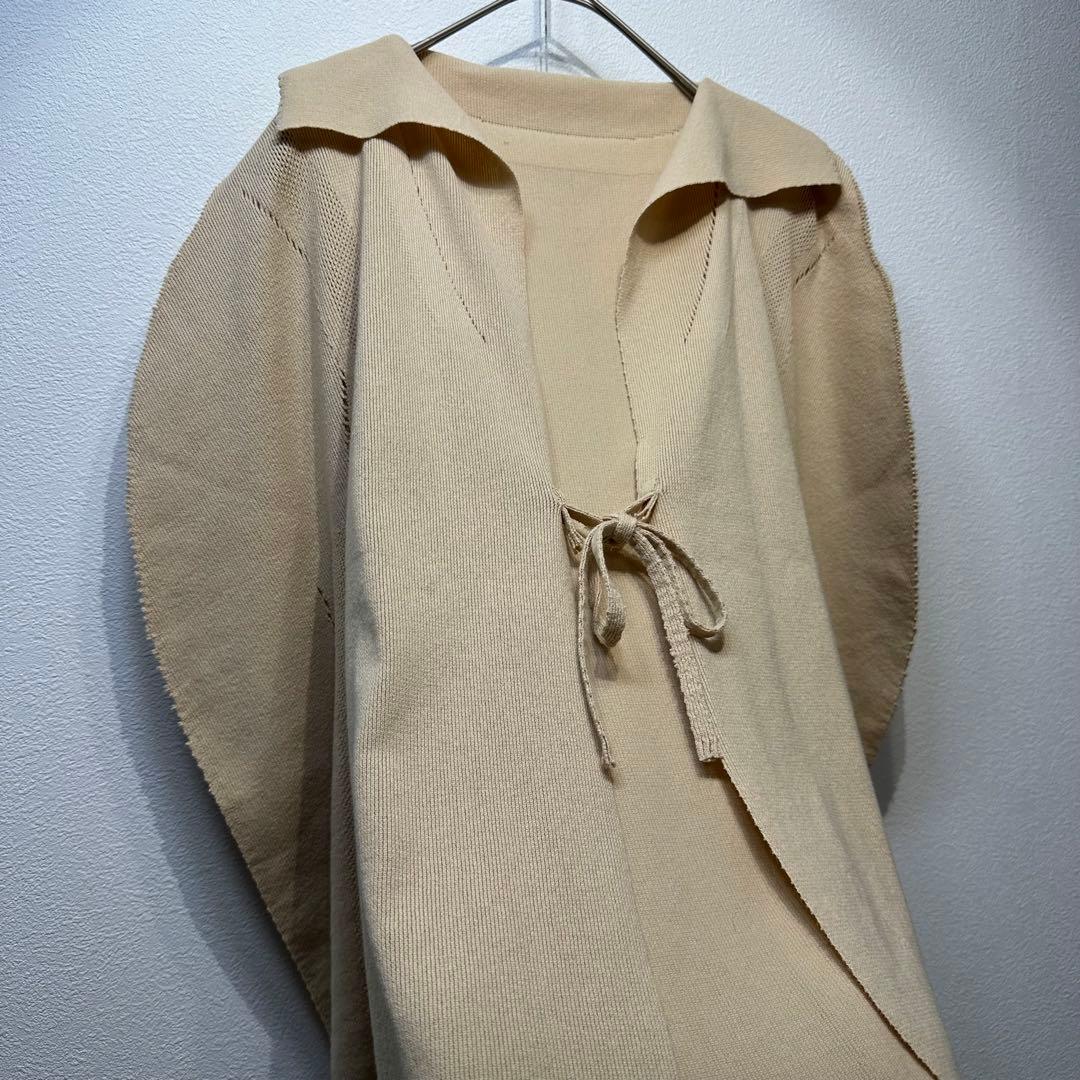 希少 極美品 イッセイミヤケ 変形 ボタンレス プリーツ ニット カーディガン