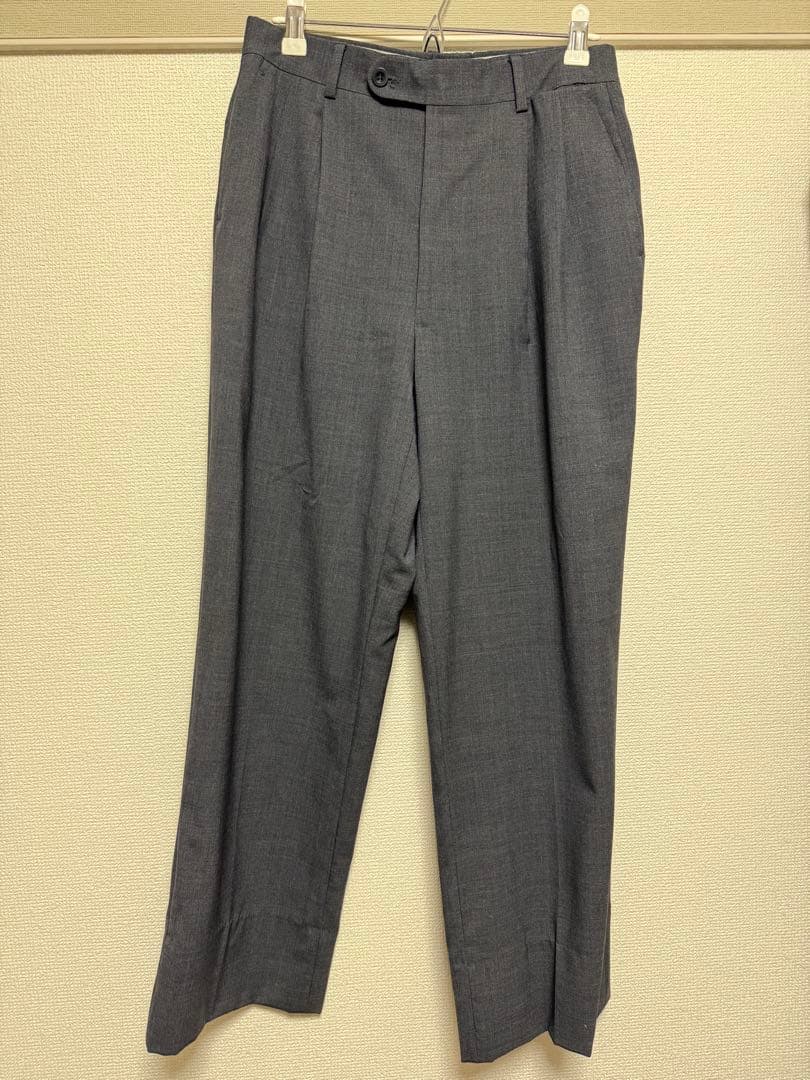 HERMES グレー スラックス 毛100%