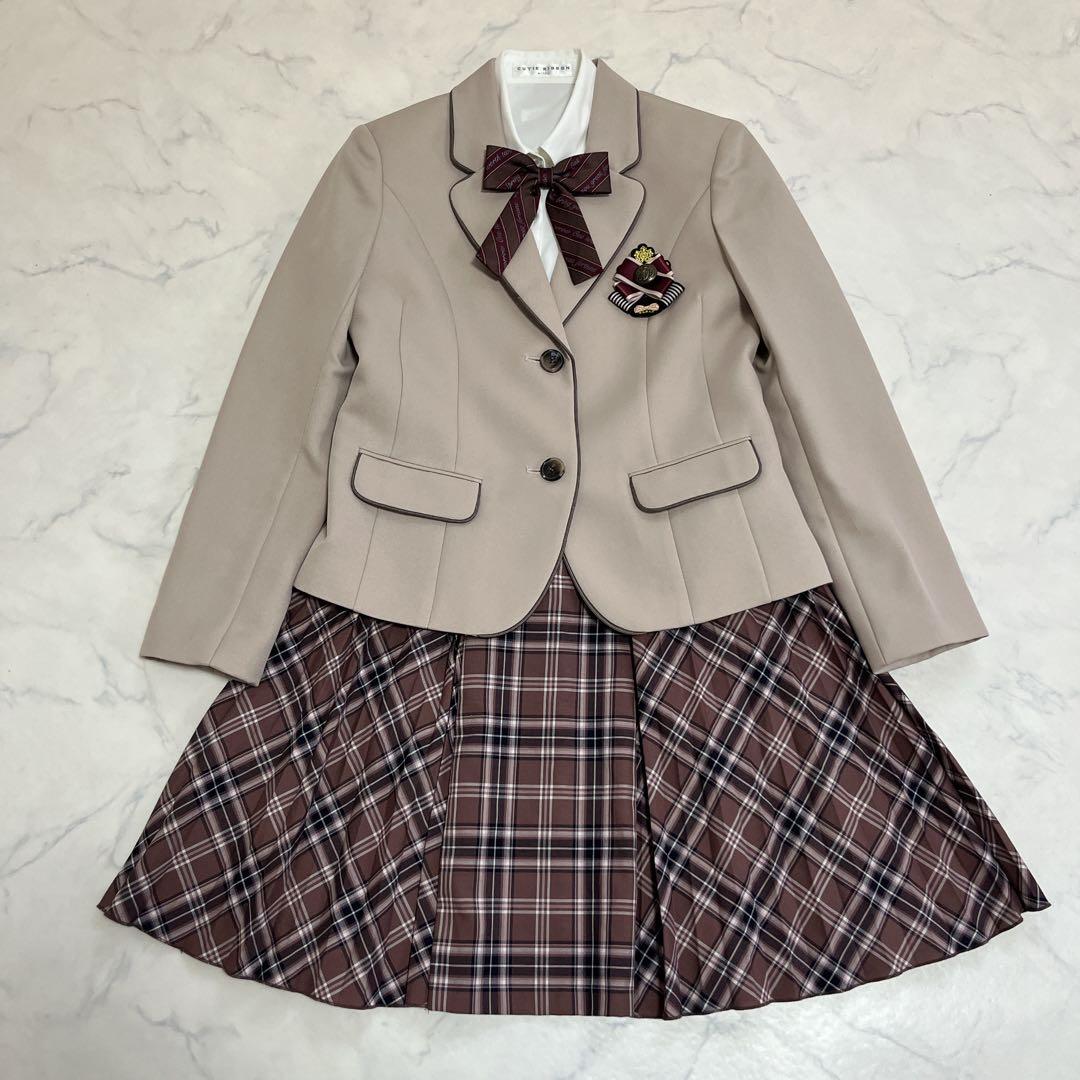 美品 ショパンドゥ 卒服 160 フォーマルスーツ ブラウンチェック ブレザー