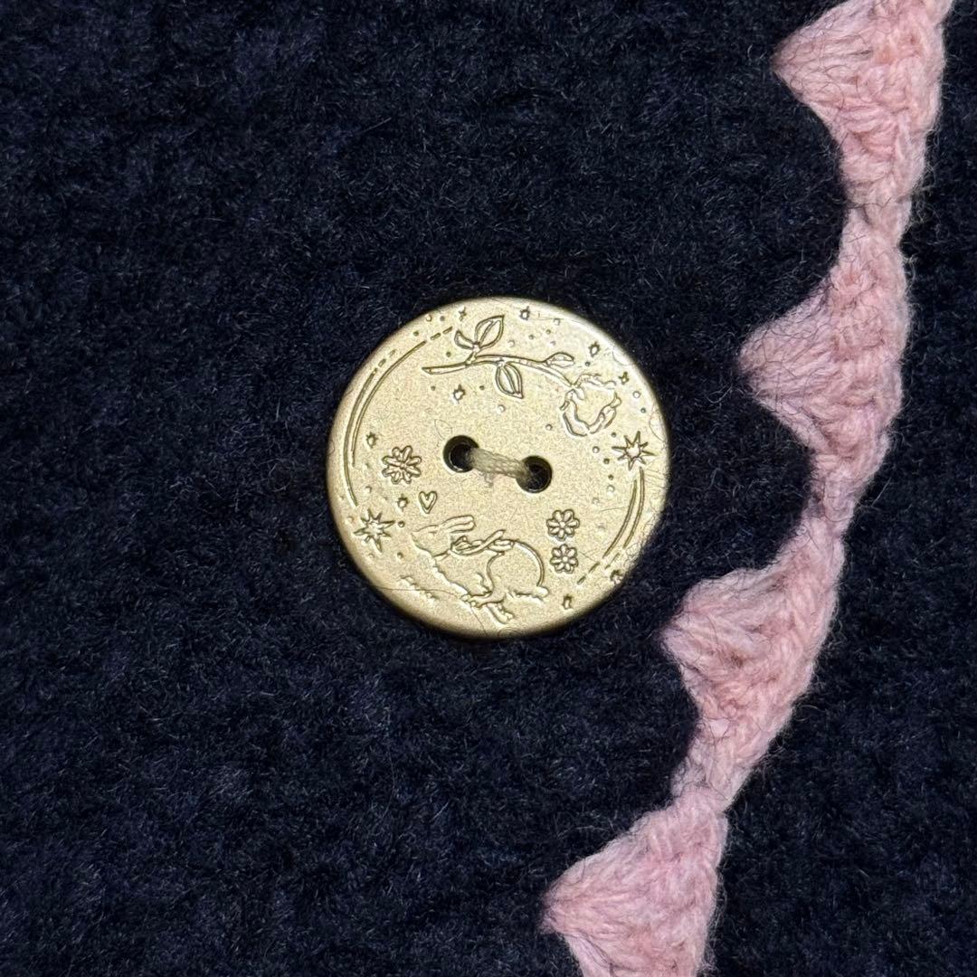 foxco 渡邉香織さん リボン付きネイビー長袖カーディガン