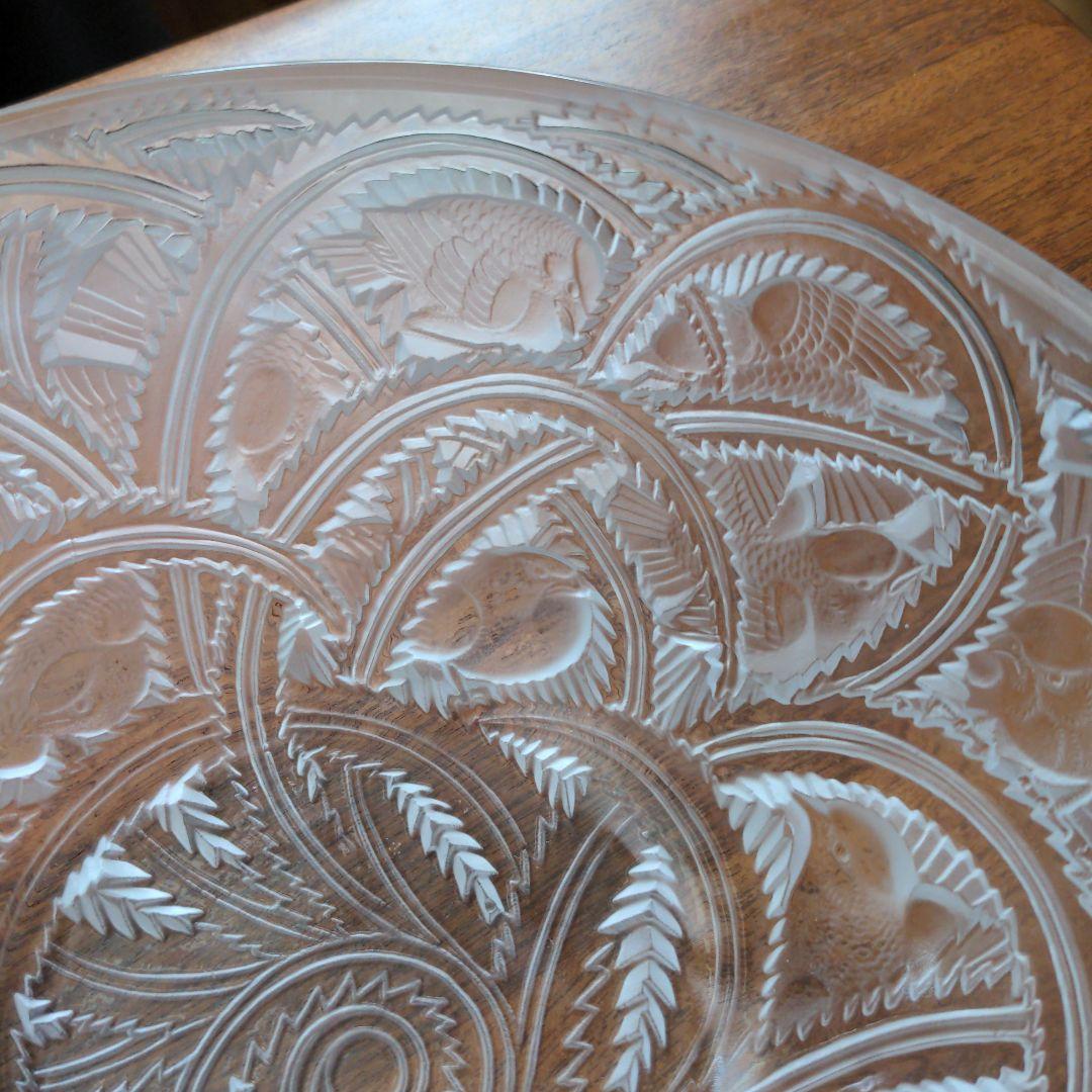 ラリック　クリスタルガラス　陽刻小鳥図ボウル