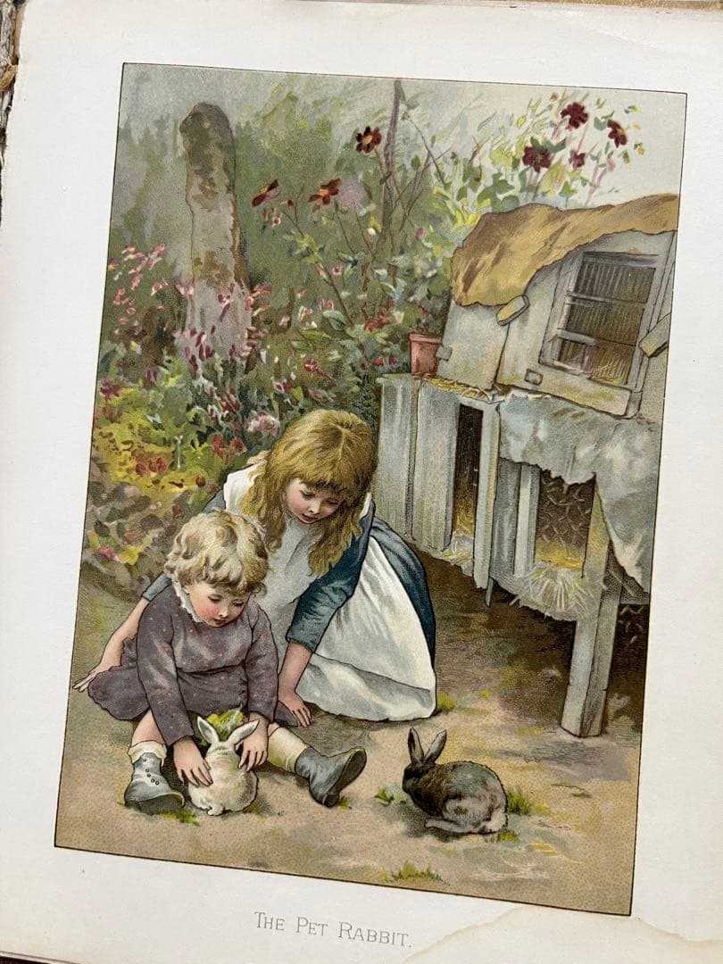 クリスマス　洋書　アンティーク　稀少　古書　絵本　少女　リトグラフ