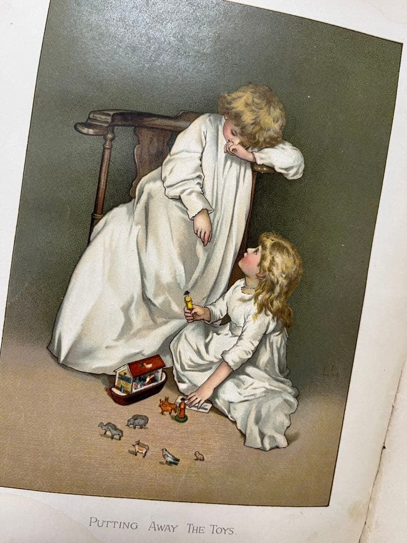 クリスマス　洋書　アンティーク　稀少　古書　絵本　少女　リトグラフ