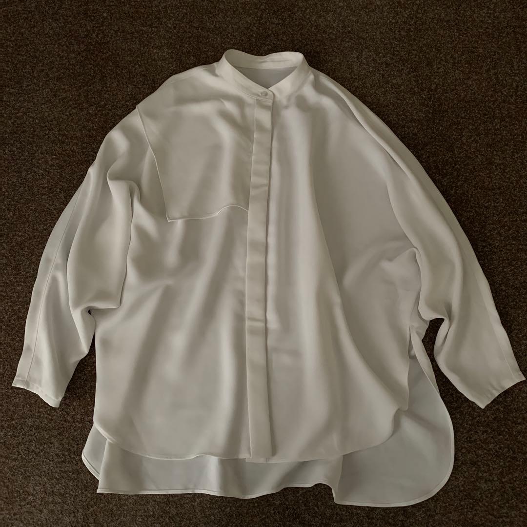 美品　アドーア　スフレジョーゼットブラウス　ホワイト　38 シャツ