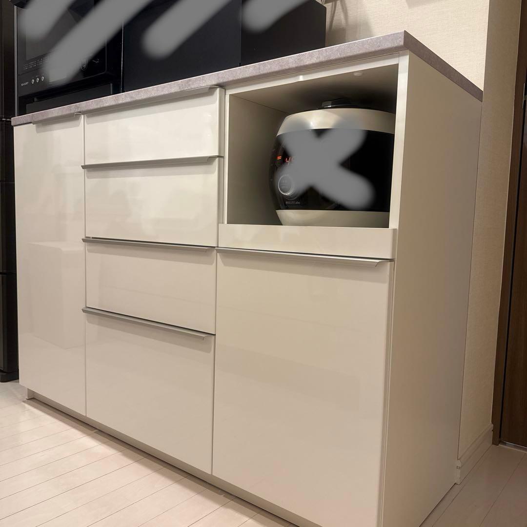 pamouna パモウナ キッチンボード 食器棚 ホワイト 幅1300