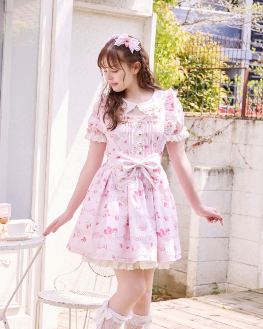 LIZLISA Creamy Berry柄ワンピース ピンク M リズリサ