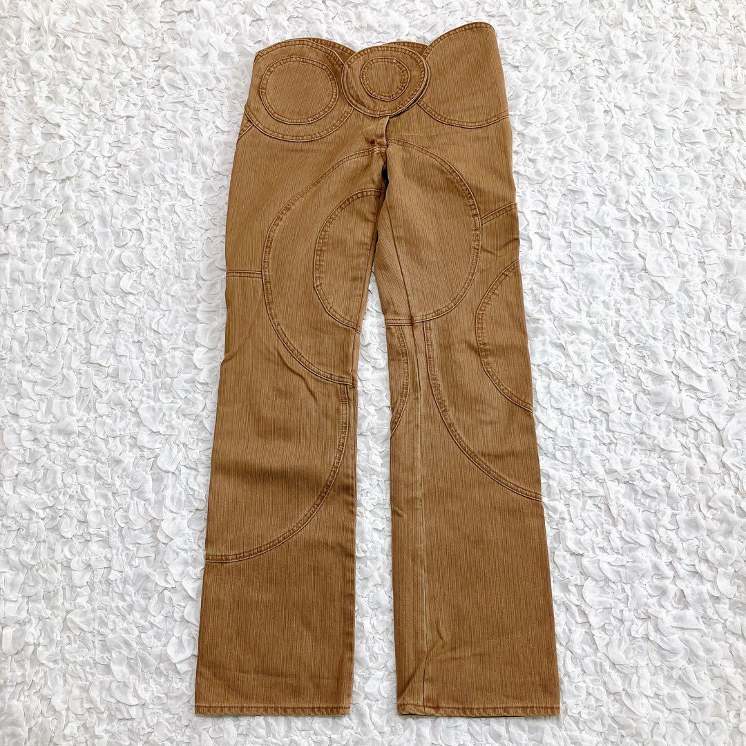 シェアースピリット　デザインパンツ　円形模様　ブラウン系　36