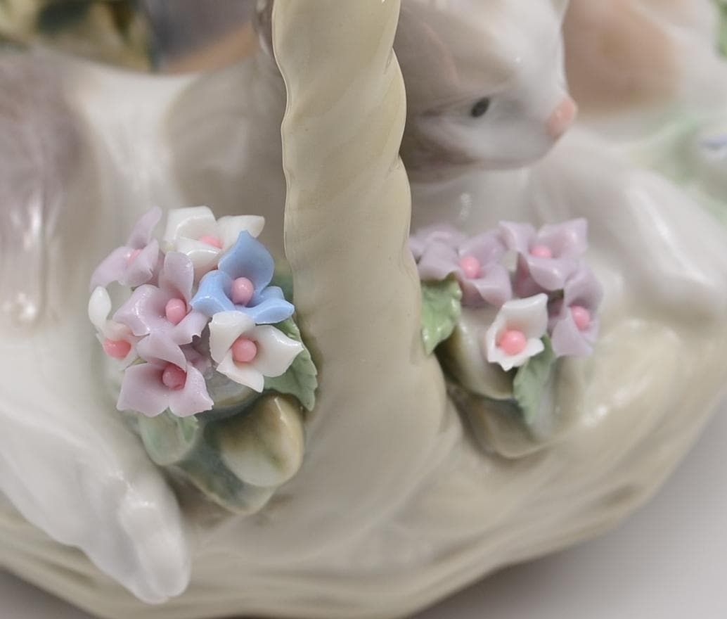 かごの中の3匹の仔猫　＃1444　★リヤドロ　スペイン　光沢仕上げ　ヴィンテージ