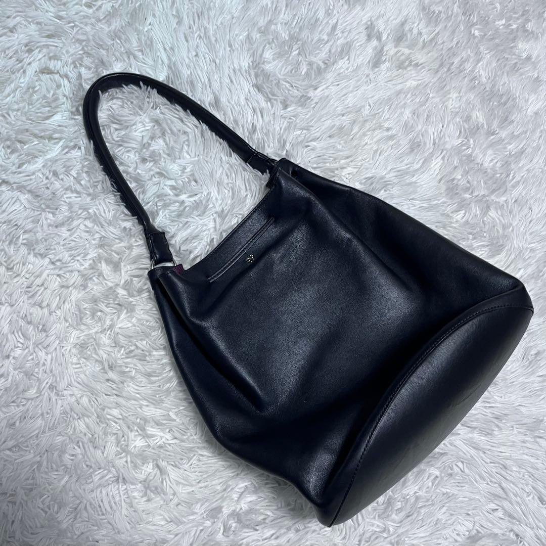 【定価15万円】アニヤハインドマーチ 巾着バッグ ブラック レザー