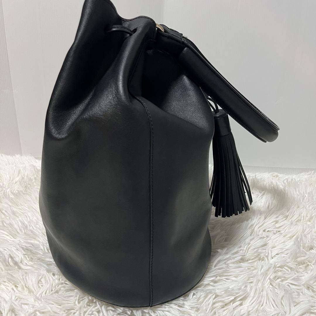 【定価15万円】アニヤハインドマーチ 巾着バッグ ブラック レザー