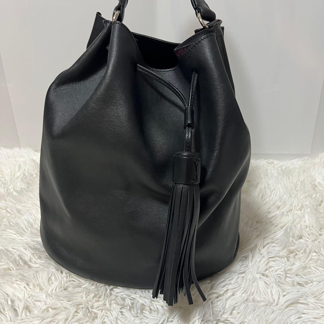 【定価15万円】アニヤハインドマーチ 巾着バッグ ブラック レザー