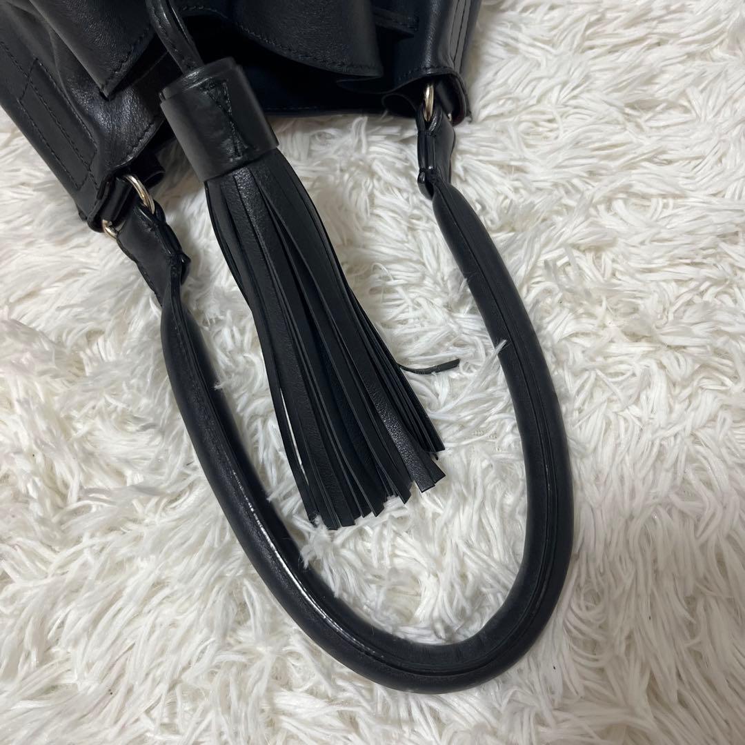 【定価15万円】アニヤハインドマーチ 巾着バッグ ブラック レザー