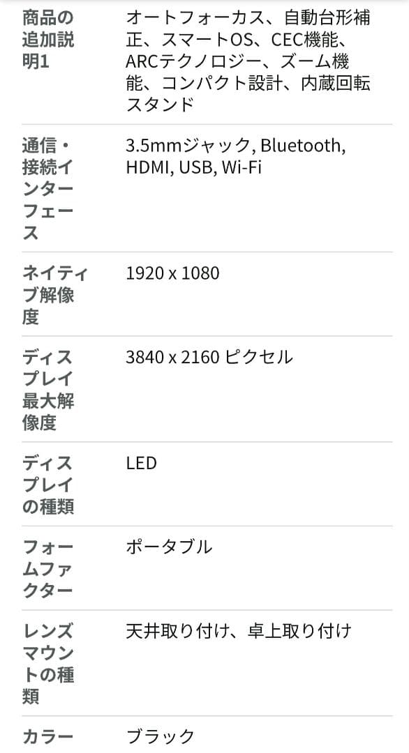 PUTRIMS S36 ブラック プロジェクター 本体