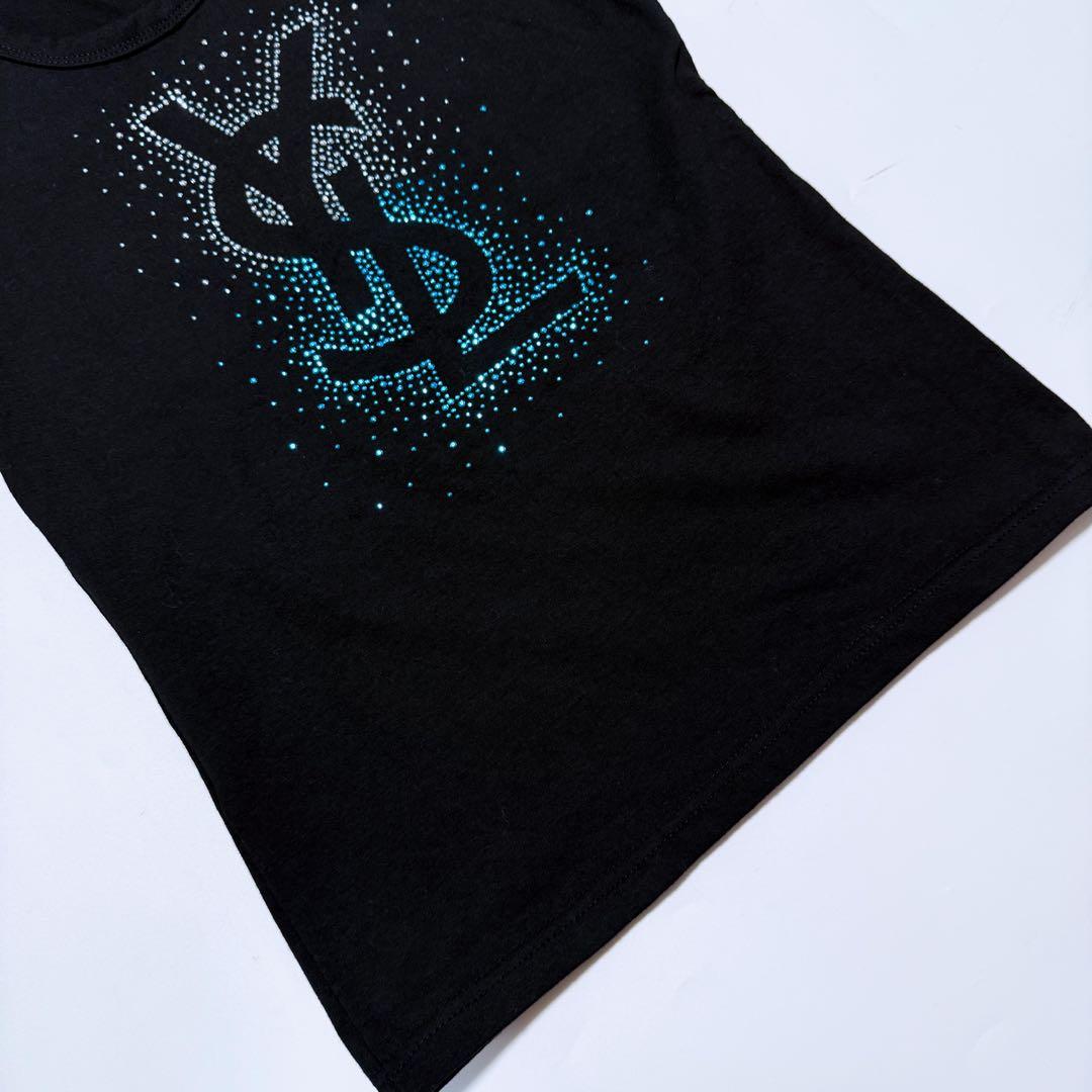【YSL】イヴ・サンローラン ラインストーン Tシャツ ピチT Y2K チビT