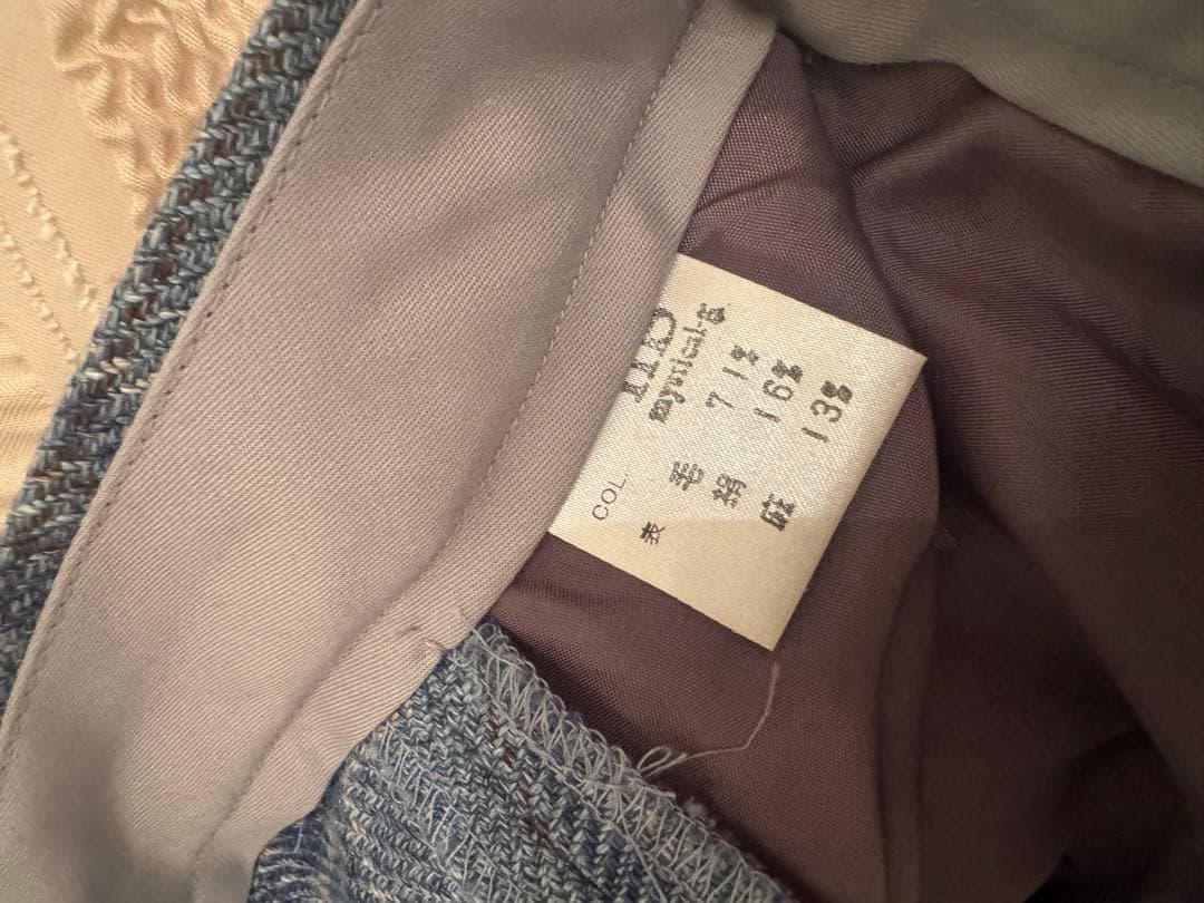 水色 チェック柄 テーラード　スーツ